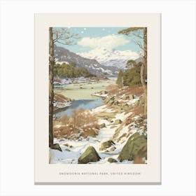 Vintage Winter Poster Snowdonia National Park United Kingdom 2 Canvas Print