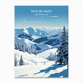 Poster Of Taos Ski Valley   New Mexico, Usa, Ski Resort Illustration 0 Canvas Print