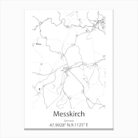 Messkirch,Germany Minimalist Map Canvas Print