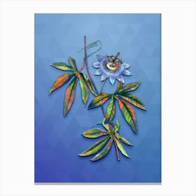 Vintage Blue Passionflower Botanical Art on Blue Perennial n.0244 Canvas Print