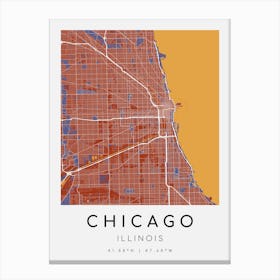 Chicago Map Print - Frida style Canvas Print