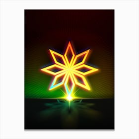 Neon Geometric Glyph Abstract in Watermelon Green and Red on Black n.0268 Canvas Print