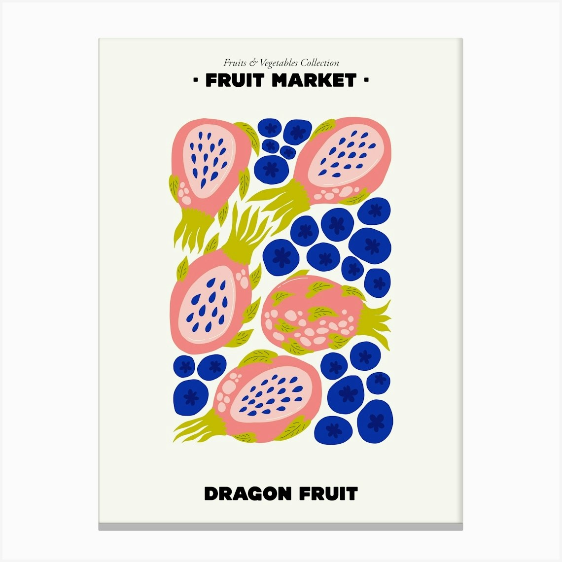 The Fruit Market Dragon Fruit Illustration Maximalist Canvas Print by Mambo