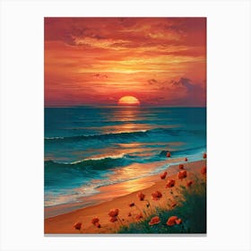 Sunset With Poppies Canvas Print