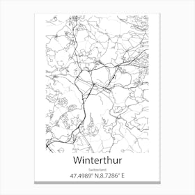 Winterthur,Switzerland Minimalist Map Canvas Print