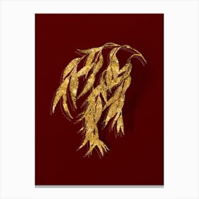 Vintage Babylon Willow Botanical in Gold on Red n.0146 Canvas Print