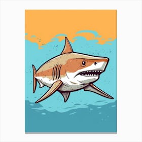 A Tiger Shark In A Vintage Cartoon Style 2 Canvas Print