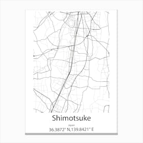 Shimotsuke,Japan Minimalist Map Leinwandbild