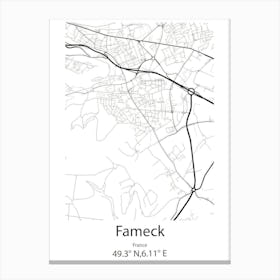 Fameck,France Minimalist Map Canvas Print