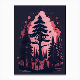 A Fantasy Forest At Night In Red Theme 54 Canvas Print