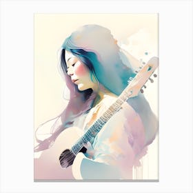Womanwatercolorguitar Canvas Print