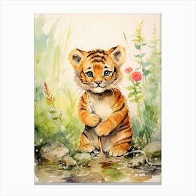 Tiger Illustration Crafting Watercolour 2 Canvas Print