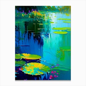 Pond With Lily Pads Water Waterscape Bright Abstract 2 Canvas Print