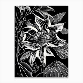 Passionflower Leaf Linocut 1 Canvas Print