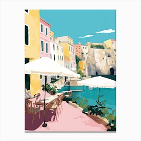 Capri, Italy, Flat Pastels Tones Illustration 4 Canvas Print