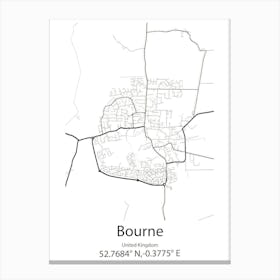 Bourne,United Kingdom Minimalist Map Canvas Print