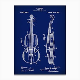 Violin Patent, was invented on 1921. Canvas Print