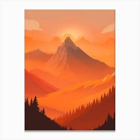 Misty Mountains Vertical Composition In Orange Tone 127 Canvas Print