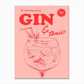 Pink Retro Gin And Tonic Canvas Print