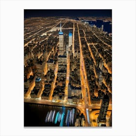 Aerial View Of New York City At Night 2 Canvas Print