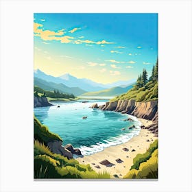 Big Sur California, Usa, Flat Illustration 2 Canvas Print