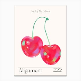 Cherries Retro Alignment Angel Numbers 222 Canvas Print