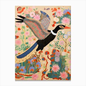 Maximalist Bird Painting Cormorant 3 Canvas Print