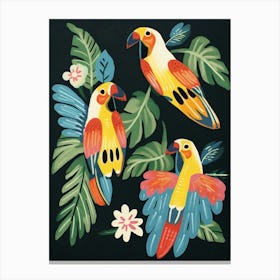 Folk Style Bird Painting Macaw 3 Canvas Print