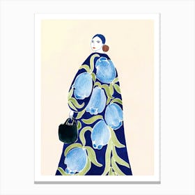 Woman with Blue Tulips Canvas Print