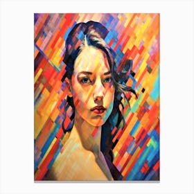Woven Color Portrait - Abstract Portrait Of A Woman Canvas Print