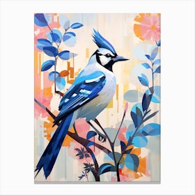 Bird Painting Collage Blue Jay 1 Canvas Print