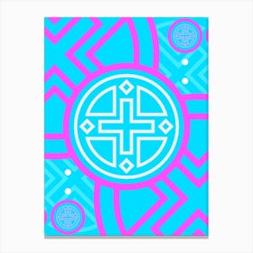 Geometric Glyph in White and Bubblegum Pink and Candy Blue n.0098 Canvas Print