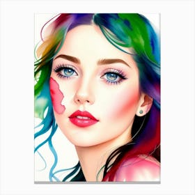 Portrait Of A Woman With Colorful Hair 5 Canvas Print