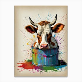 Cow In A Bucket Canvas Print