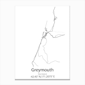 Greymouth,New Zealand Minimalist Map Canvas Print