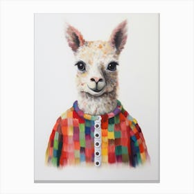 Baby Animal Wearing Sweater Alpaca 2 Canvas Print