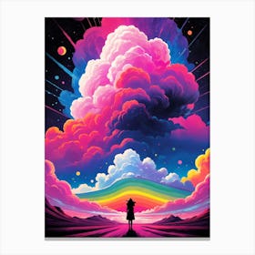 Surreal Rainbow Clouds Sky Painting (8) Canvas Print