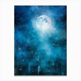 Abstract Grunge Pattern Backlit By A Luminous Moon Cutting Through A Foggy Night Sky Texture Palpa 2 1 Canvas Print