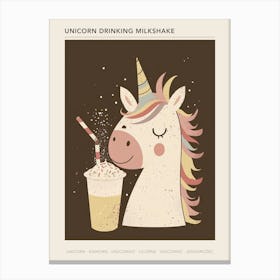 Unicorn Drinking A Rainbow Sprinkles Milkshake Uted Pastels 2 Poster Canvas Print