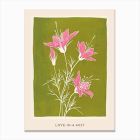Pink & Green Love In A Mist 4 Flower Poster Canvas Print