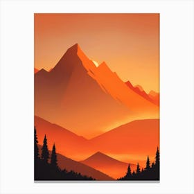 Misty Mountains Vertical Composition In Orange Tone 158 Canvas Print