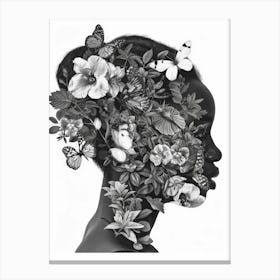 Portrait Of A Woman With Flowers 10 Canvas Print