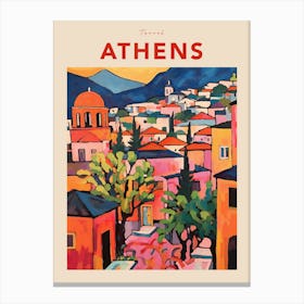 Athens Greece Fauvist Travel Poster Canvas Print