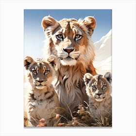 Lions In The Wild Canvas Print