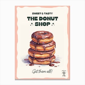 Stack Of Chocolate Donuts The Donut Shop 0 Canvas Print