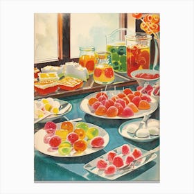 Jelly Dessert Platter Vintage Cookbook Style Illustration Canvas Print