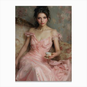 Girl In A Pink Dress Canvas Print