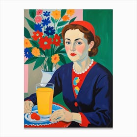 Woman With Orange Juice Canvas Print