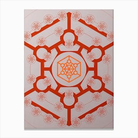 Geometric Abstract Glyph Circle Array in Tomato Red n.0141 Canvas Print