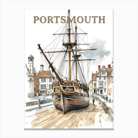 Portsmouth Retro Vintage Travel V 02 Canvas Print